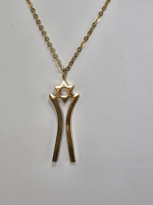 Star Dancer Pendant 10K gold chain flat lay detail